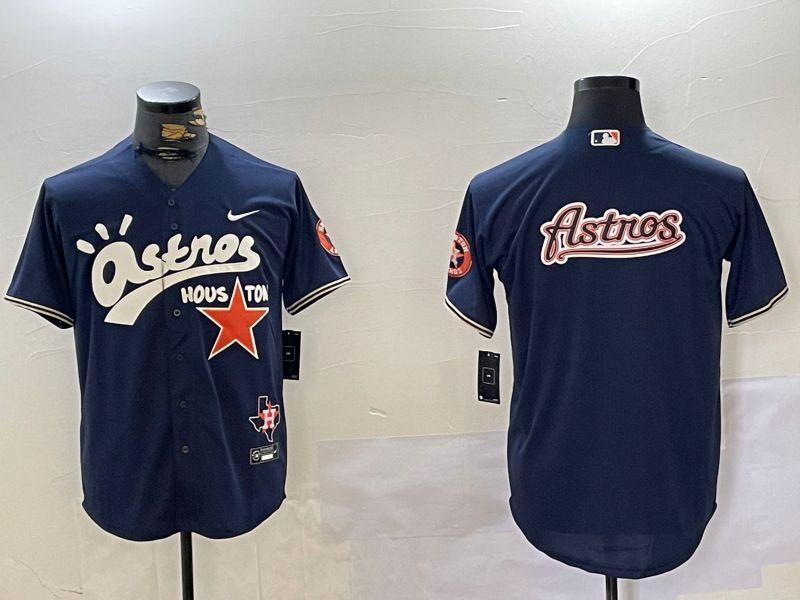Men Houston Astros Blank Blue Second generation joint name Nike 2024 MLB Jersey style 4->pittsburgh steelers->NFL Jersey